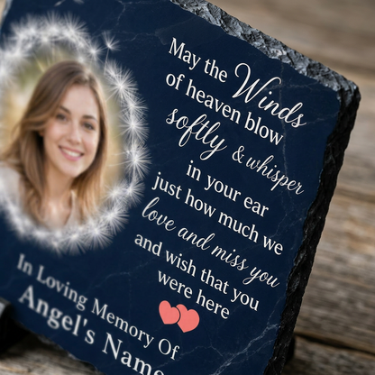 Personalized May the Wind Dandelion Memorial Slate – Custom Photo Bereavement Gift - Image 5 | VNMGSREPR1-6IN-EHIEU_AI_0459 VNMGSREPR1-8IN-EHIEU_AI_0459