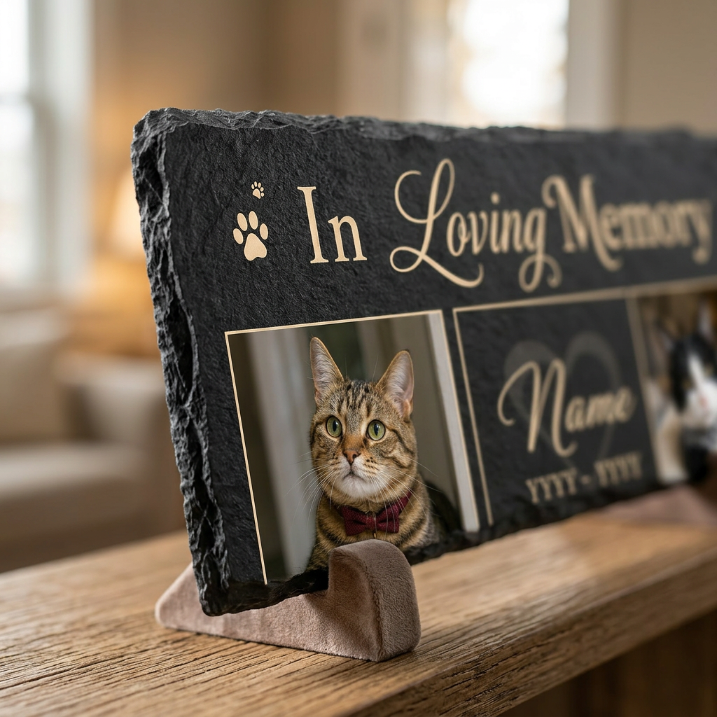 Personalized Cat Memorial Slate Plaque – Pet Loss Keepsake Stone with Photos - Image 5 | VNMGSREPR1-6IN-EHIEU_AI_0465 VNMGSREPR1-8IN-EHIEU_AI_0465