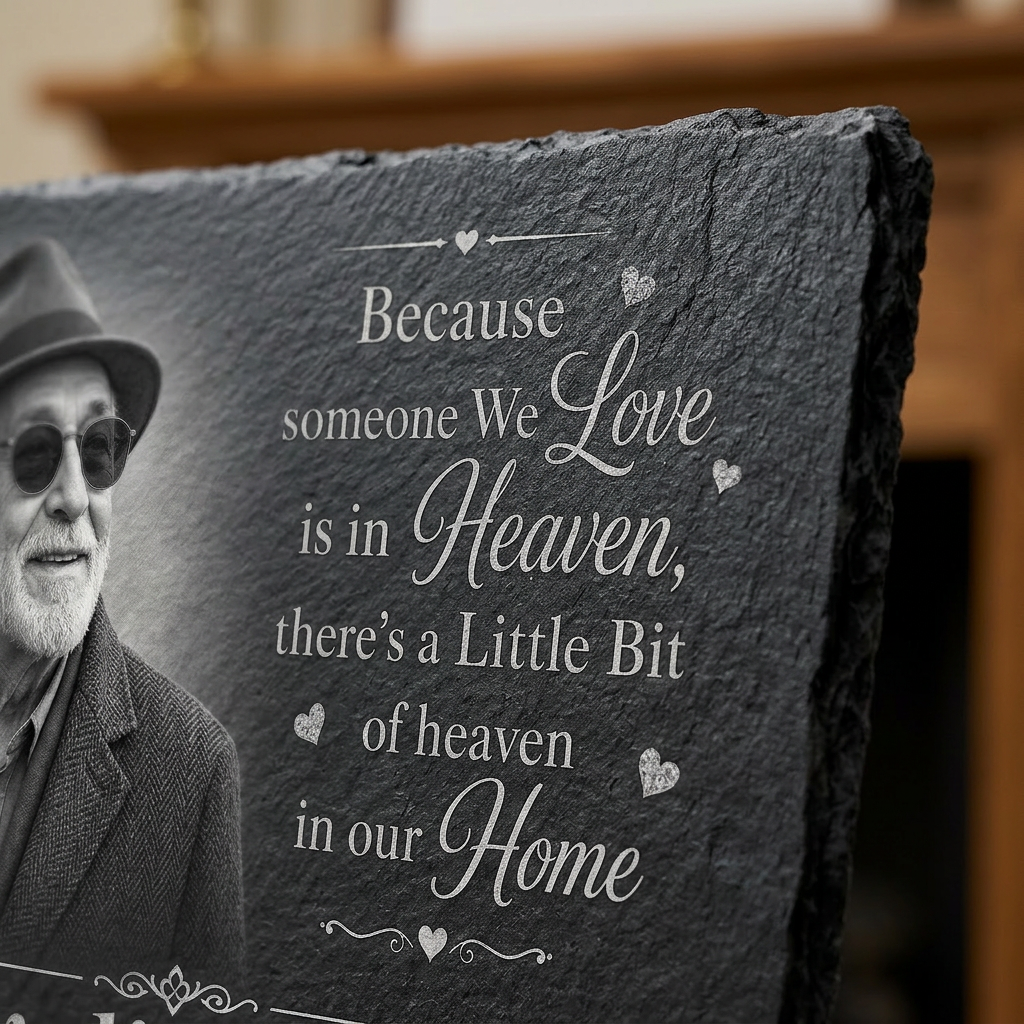 Personalized Memorial Slate Stone Plaque with Photo – Custom Sympathy Gift for Loved One - Image 5 | VNMGSREPR1-6IN-EHIEU_AI_0467 VNMGSREPR1-8IN-EHIEU_AI_0467