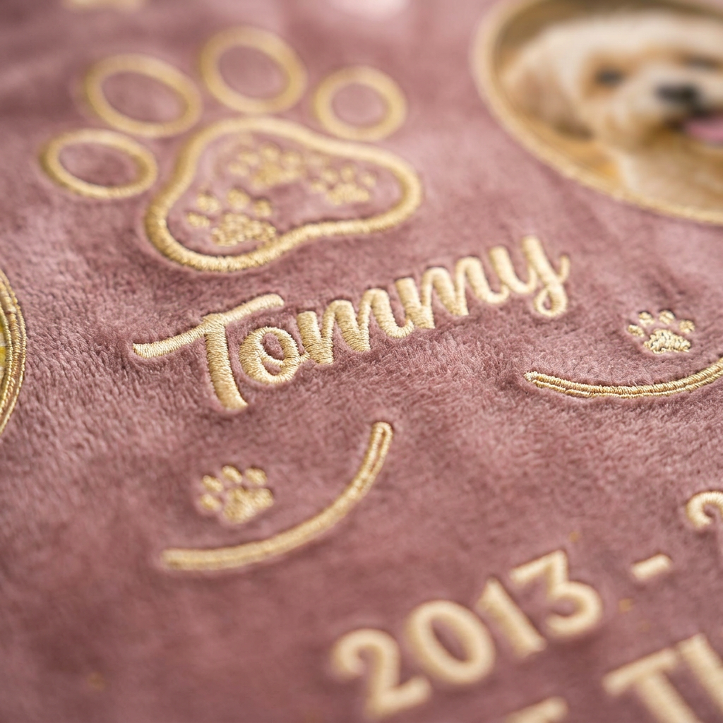 Personalized Pet Memorial Photo Fleece Blanket - Custom Dog Paw Print Remembrance Keepsake Gift - Image 5