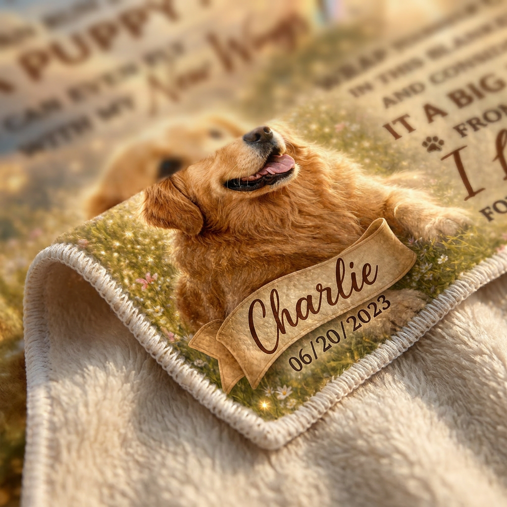 Personalized Dog Memorial Fleece Blanket - Custom Photo Pet Loss Sympathy Gift for Dog Mom - Image 5