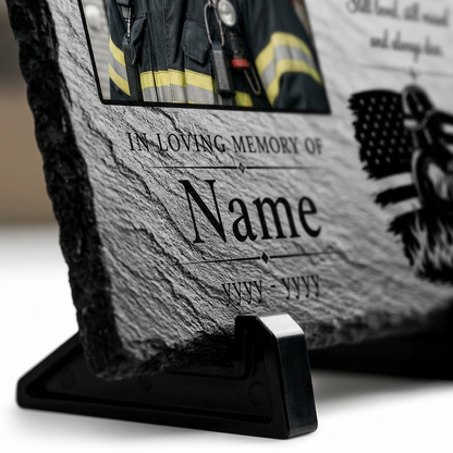 Personalized Firefighter Memorial Photo Stone – In Loving Memory of a Firefighter - Image 5 | VNMGSREPR1-6IN-EHIEU_AI_0482 VNMGSREPR1-8IN-EHIEU_AI_0482