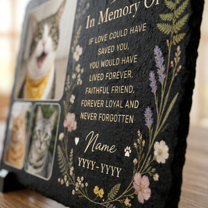 Personalized Cat Memorial Garden Stone Custom Photo Slate Pet Sympathy Gift - Image 5