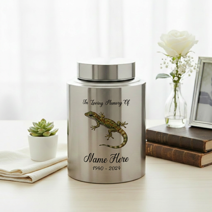 Personalized Iguana Lizard Stainless Steel Cremation Urn for Human Ashes Loss of Loved One Family Member Decorative Display 7.5in x 5.1in Memorial Keepsake Urn, Memorial Gift, In Loving Memory - Image 5