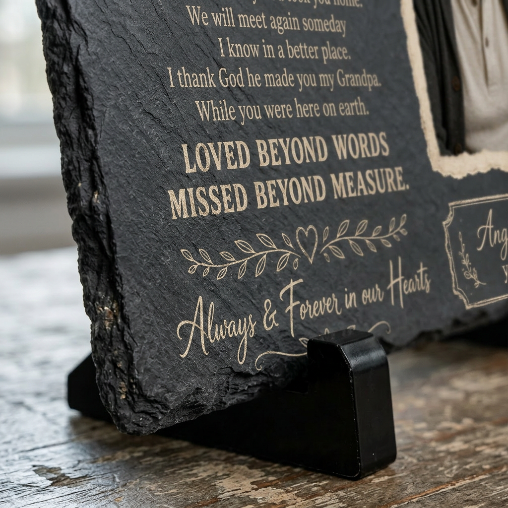 Personalized Grandpa Memorial Garden Stone – Slate Plaque for Loss of Grandfather - Image 5 | VNMGSREPR1-6IN-EHIEU_AI_0477 VNMGSREPR1-8IN-EHIEU_AI_0477