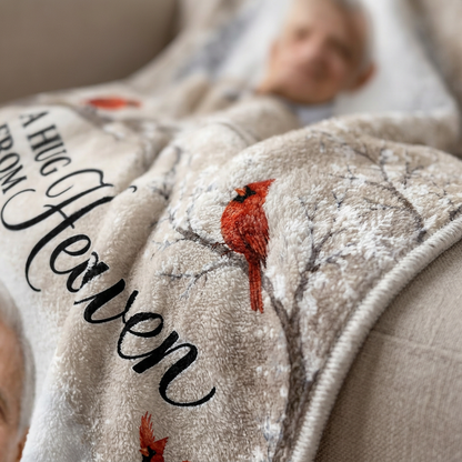 Personalized Photo Memorial Fleece Blanket - A Hug From Heaven Sympathy Gift for Family - Image 5