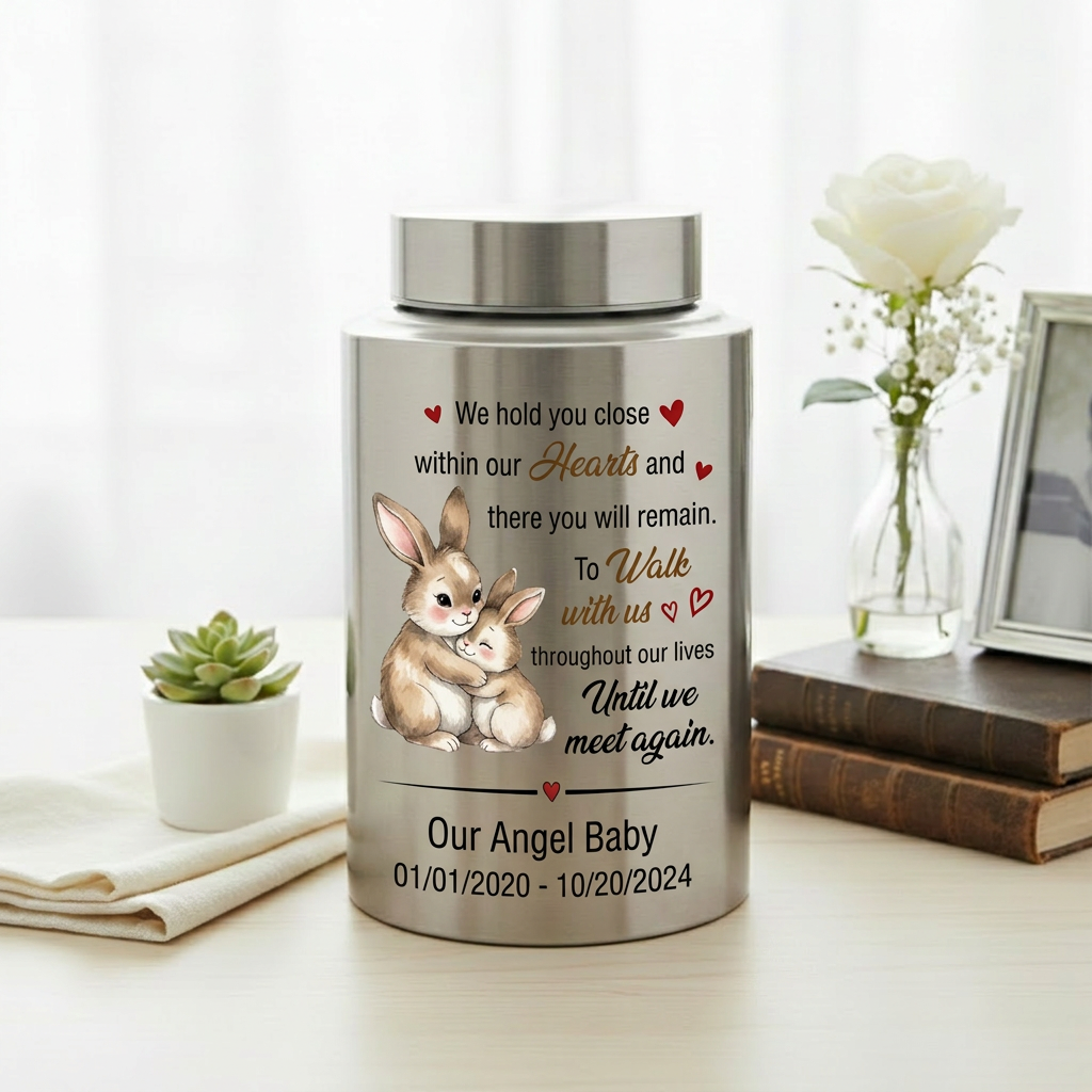 Personalized Angel Baby Loss Poem UV Printed Infant Miscarriage Bereavement Grieving Parents Silver Black Gold Red Options Memorial Keepsake Urn, Memorial Gift, In Loving Memory - Image 5