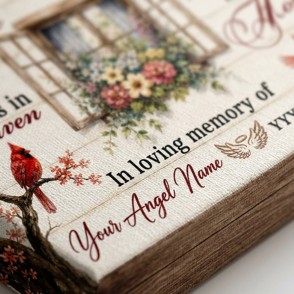 Personalized Cardinal Memorial Wall Canvas Because Someone We Love Is In Heaven Sympathy Gift - Image 5
