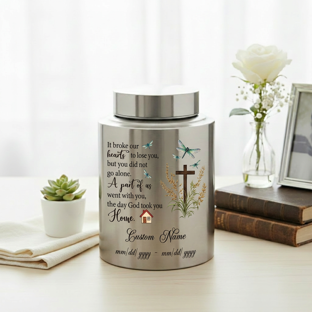 Personalized Dragonfly Stainless Steel Cremation Urn for Loss of Loved One Mother Father, Bereavement Ash Holder Small and Large Sizes, Memorial Keepsake Urn, Memorial Gift, In Loving Memory - Image 5