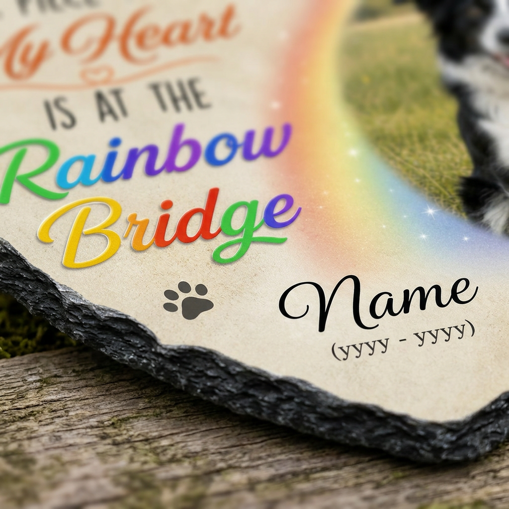 Personalized Rainbow Bridge Dog Memorial Garden Stone Custom Photo Pet Loss Gift - Image 5 | VNMGSREPR1-6IN-EHIEU_AI_0458 VNMGSREPR1-8IN-EHIEU_AI_0458
