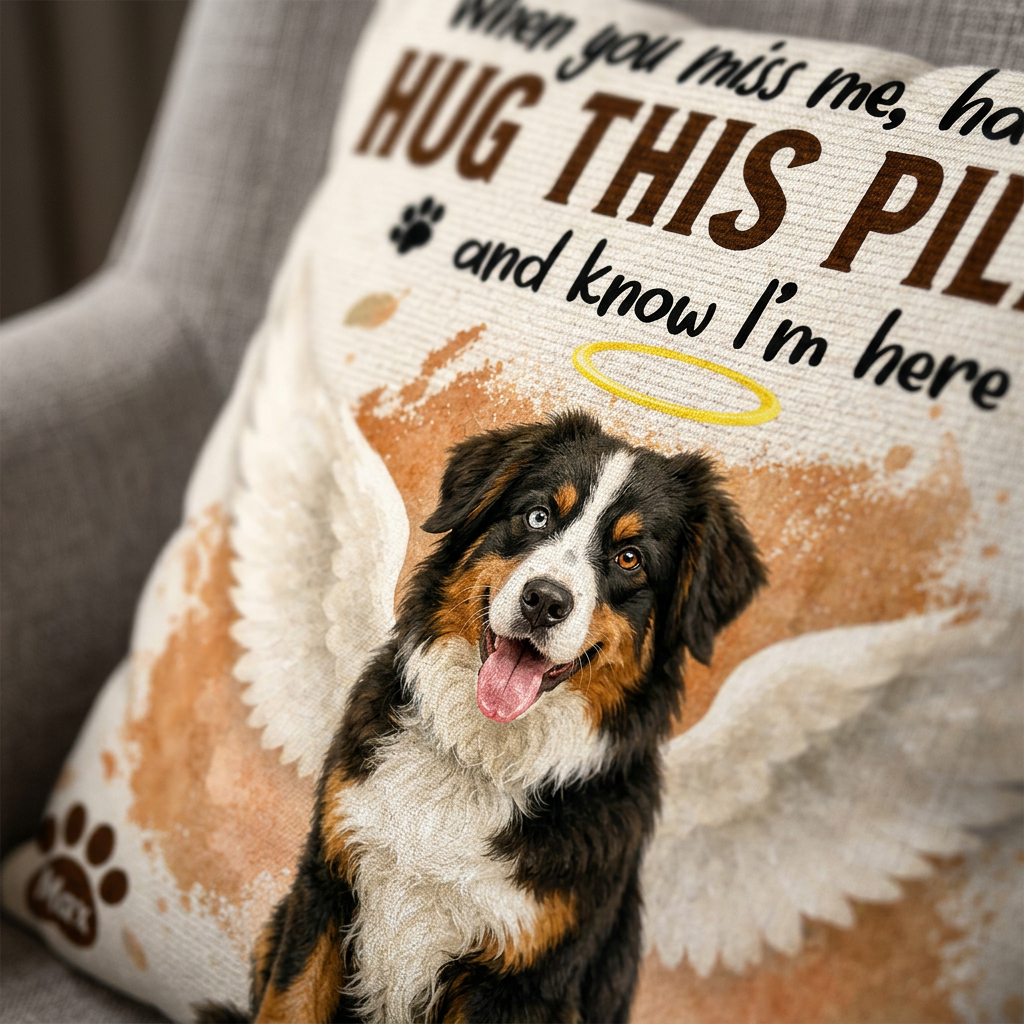 Personalized Pet Memorial Pillow with Photo - Angel Wings Dog Memorial Sympathy Gift for Pet Owners - Image 5