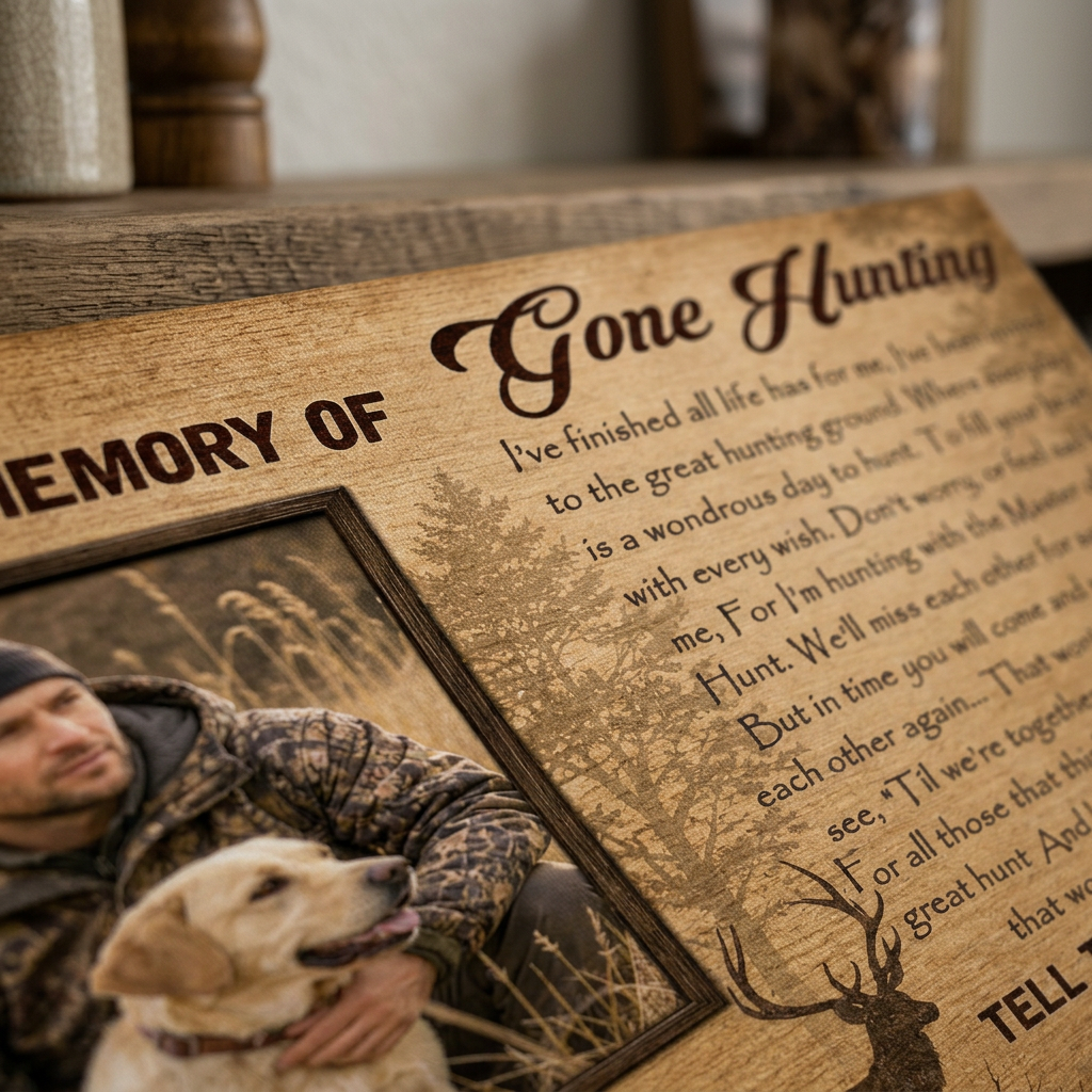 Personalized Gone Hunting Memorial Wall Canvas Sympathy Gift for Hunter Loss Remembrance - Image 5