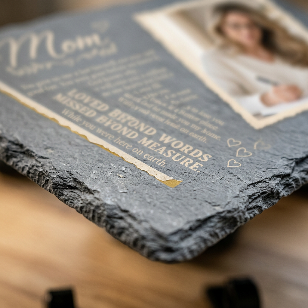Personalized Mom Memorial Garden Stone – Rectangle Slate Gift for Loss of Mother - Image 5 | VNMGSREPR1-6IN-EHIEU_AI_0480 VNMGSREPR1-8IN-EHIEU_AI_0480