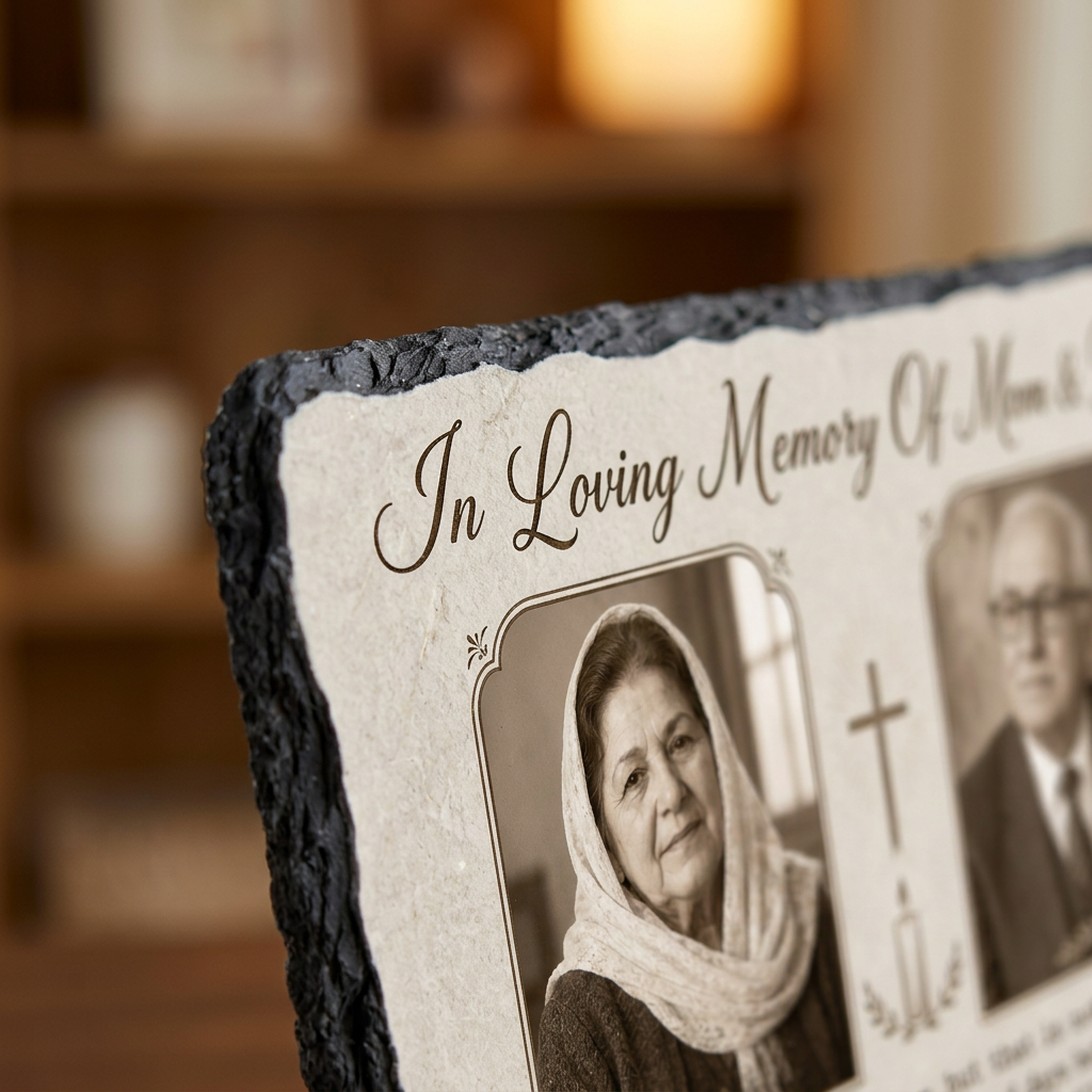 Personalized Memorial Slate Stone for Loss of Parents – Custom Photo Plaque Mom Dad Gift - Image 5 | VNMGSREPR1-6IN-EHIEU_AI_0470 VNMGSREPR1-8IN-EHIEU_AI_0470