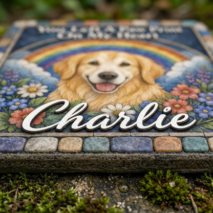 Personalized Dog Memorial Garden Stone – Paw Print Rainbow Bridge Pet Loss Gift - Image 5 | VNMGSREPR1-6IN-EHIEU_AI_0423 VNMGSREPR1-8IN-EHIEU_AI_0423