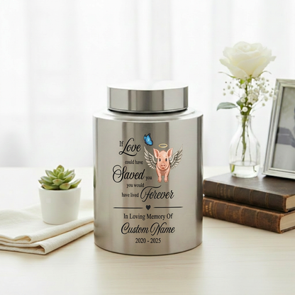 Personalized Pig Cremation Urn for Human Ashes Stainless Steel Custom Name Date If Love Could Have Saved You Sympathy UV Print Large Memorial Keepsake Urn, Memorial Gift, In Loving Memory - Image 5