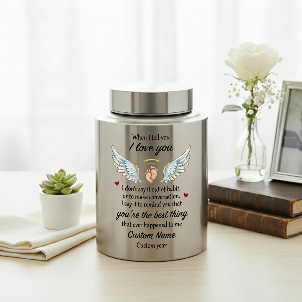 Personalized Angel Wings Stainless Steel Large Urn When I Tell You I Love You Quote for Spouse Child Baby Boy Girl Partner Tribute Memorial Keepsake Urn, Memorial Gift, In Loving Memory - Image 5