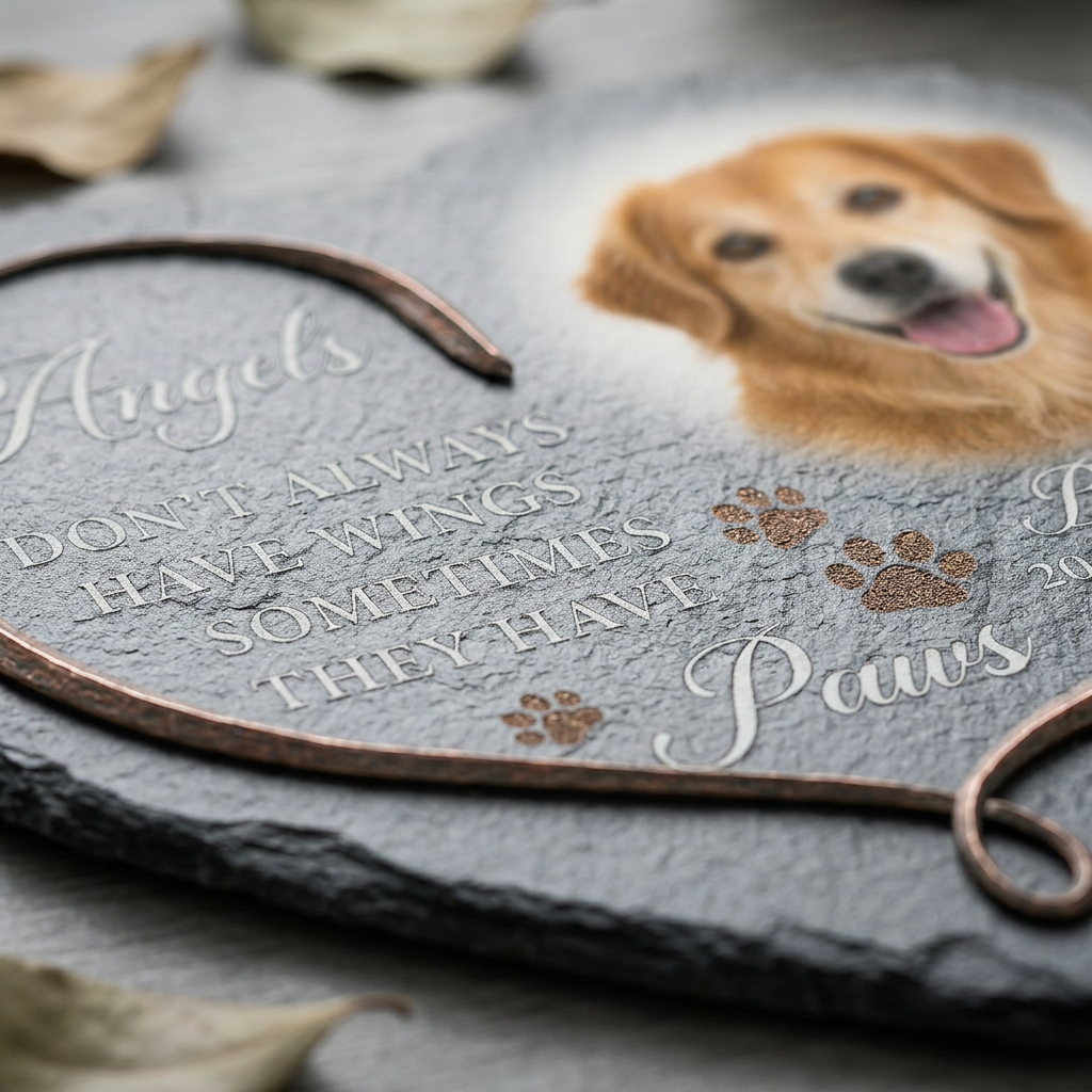 Personalized Dog Memorial Garden Stone - Paw Angel Wings Pet Loss Gift - Image 5 | VNMGSREPR1-6IN-EHIEU_AI_0411 VNMGSREPR1-8IN-EHIEU_AI_0411