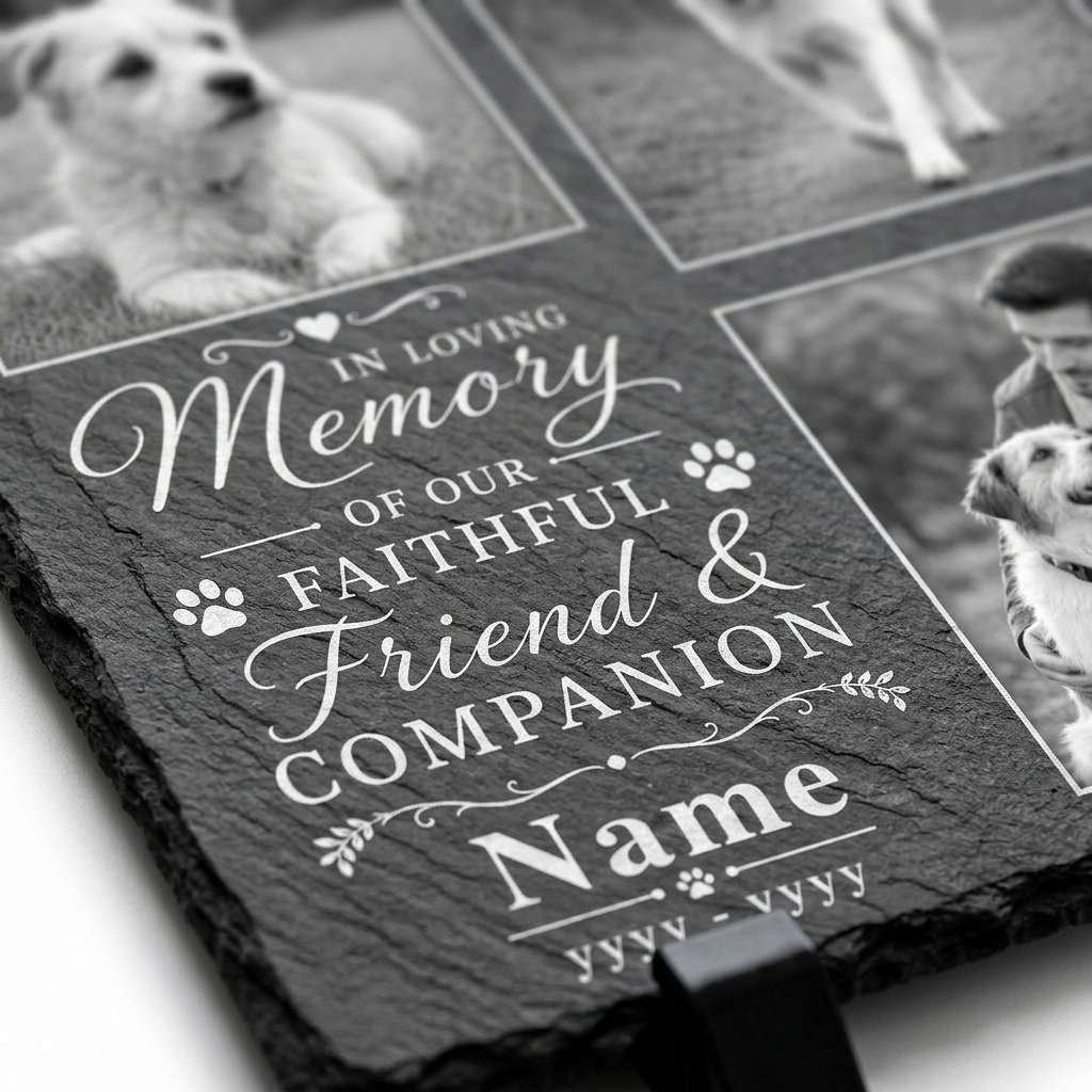 Personalized Dog Memorial Slate with 3 Photos – Pet Loss Memorial Stone Gift - Image 5 | VNMGSREPR1-6IN-EHIEU_AI_0456 VNMGSREPR1-8IN-EHIEU_AI_0456