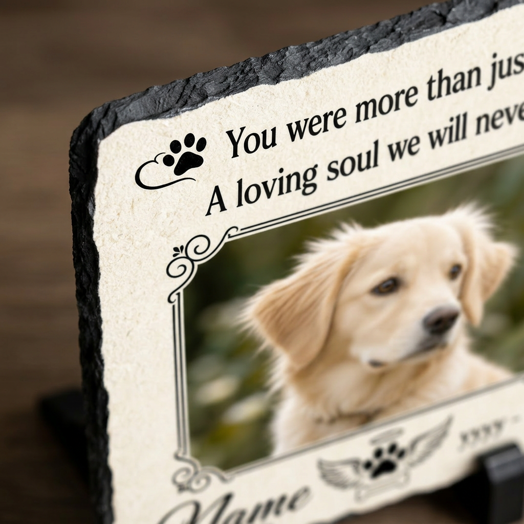 Personalized Pet Memorial Garden Stone – Custom Photo Slate Dog Loss Keepsake - Image 5 | VNMGSREPR1-6IN-EHIEU_AI_0451 VNMGSREPR1-8IN-EHIEU_AI_0451