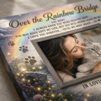 Personalized Cat Memorial Wall Canvas Gift for Cat Loss Over Rainbow Bridge - Image 5