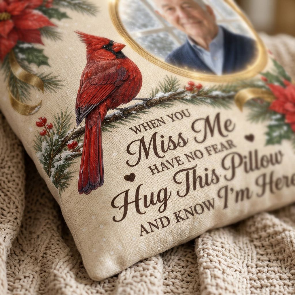 Personalized Memorial Photo Pillow with Cardinal - Custom Remembrance Sympathy Gift - Image 5