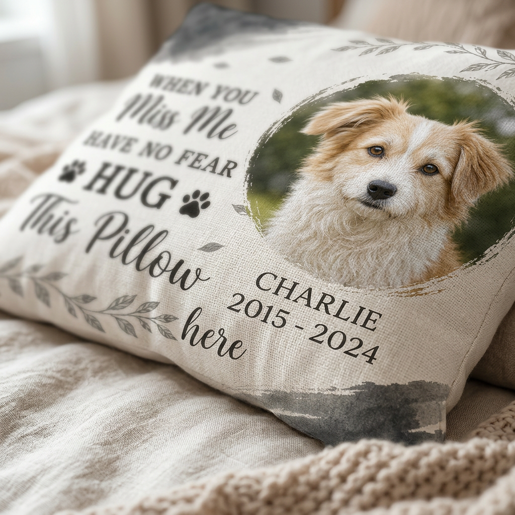 Personalized Pet Memorial Pillow with Photo - Custom Dog Loss Remembrance Throw Pillow Sympathy Gift - Image 5