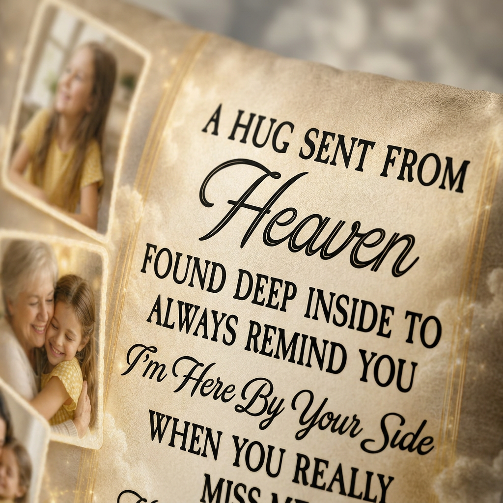 Personalized Photo Memorial Pillow - A Hug Sent From Heaven Sympathy Gift For Family Loss - Image 5