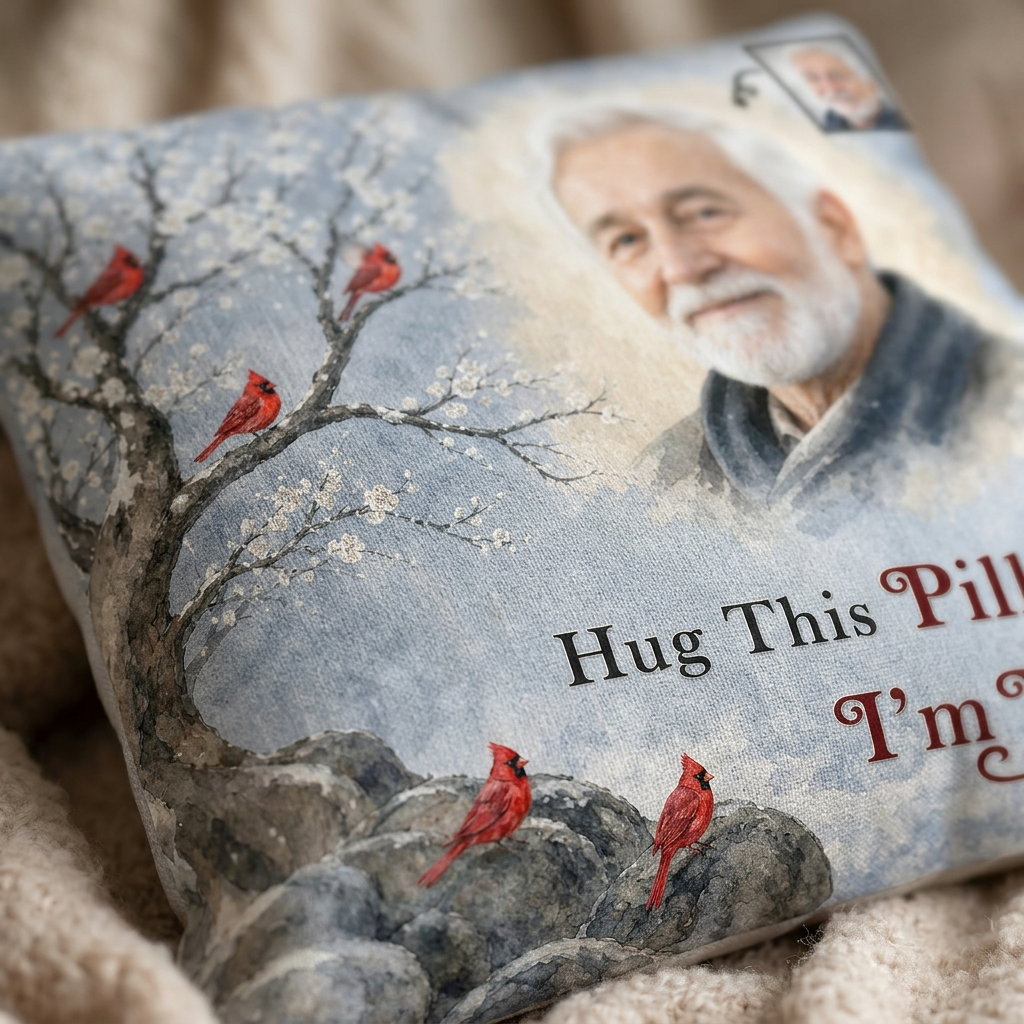 Personalized Photo Memorial Pillow When You Miss Me - Sympathy Gift for Loss of Dad or Grandpa - Image 5