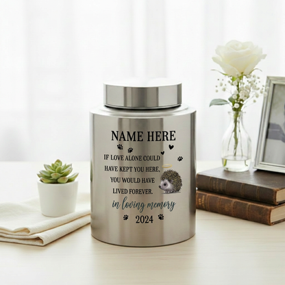 Personalized Hedgehog Pet Memorial Cremation Urn UV Printed Stainless Steel Dog Cat Loss Remembrance Sympathy Paw Print Halo Memorial Keepsake Urn, Memorial Gift, In Loving Memory - Image 5