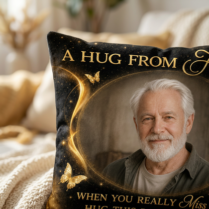 Personalized Photo A Hug From Heaven Memorial Pillow - Sympathy Gift for Loss of a Loved One - Image 5