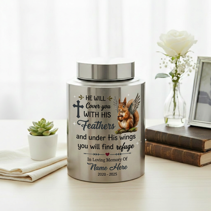 Personalized Squirrel Bible Verse Urn for Human Ashes, Christian Cross UV Printed Cremation Receptacle for Adult or Pet Loss, Large Options, Memorial Keepsake Urn, Memorial Gift, In Loving Memory - Image 5