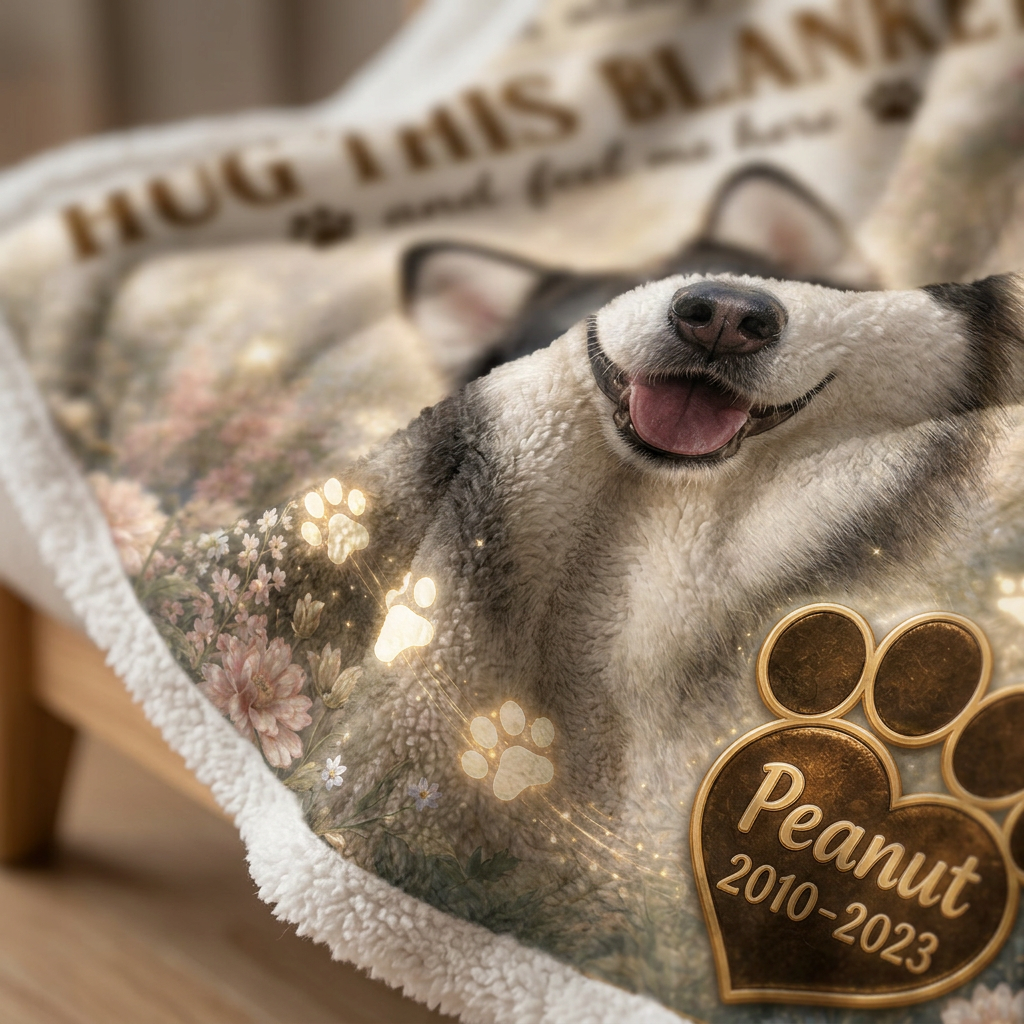 Personalized Pet Memorial Photo Fleece Blanket - Dog Cat Loss Sympathy Gift, Custom Name & Years - Image 5