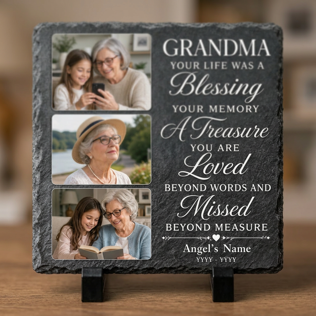 Personalized Grandma Memorial Photo Slate Stone, In Memory Of Grandmother Gift - Image 5 | VNMGSREPR1-6IN-EHIEU_AI_0428 VNMGSREPR1-8IN-EHIEU_AI_0428