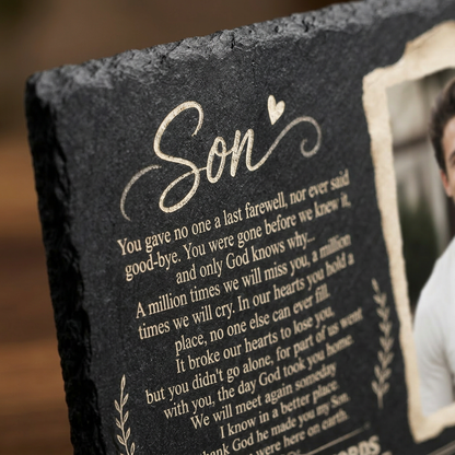 Personalized Son Memorial Garden Stone – Custom Photo Slate Plaque for Loss of Son - Image 5 | VNMGSREPR1-6IN-EHIEU_AI_0447 VNMGSREPR1-8IN-EHIEU_AI_0447