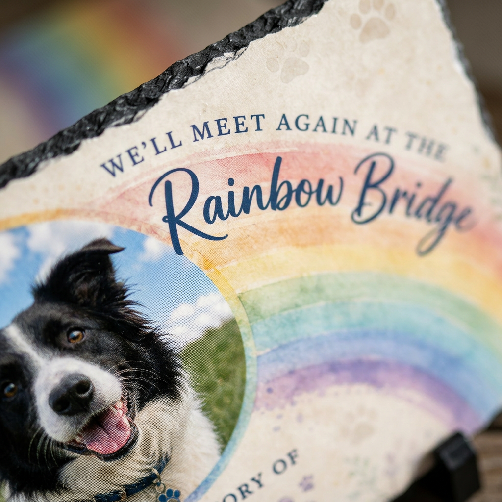 Personalized Dog Memorial Slate Garden Stone – Rainbow Bridge Pet Loss Gift - Image 5 | VNMGSREPR1-6IN-EHIEU_AI_0472 VNMGSREPR1-8IN-EHIEU_AI_0472