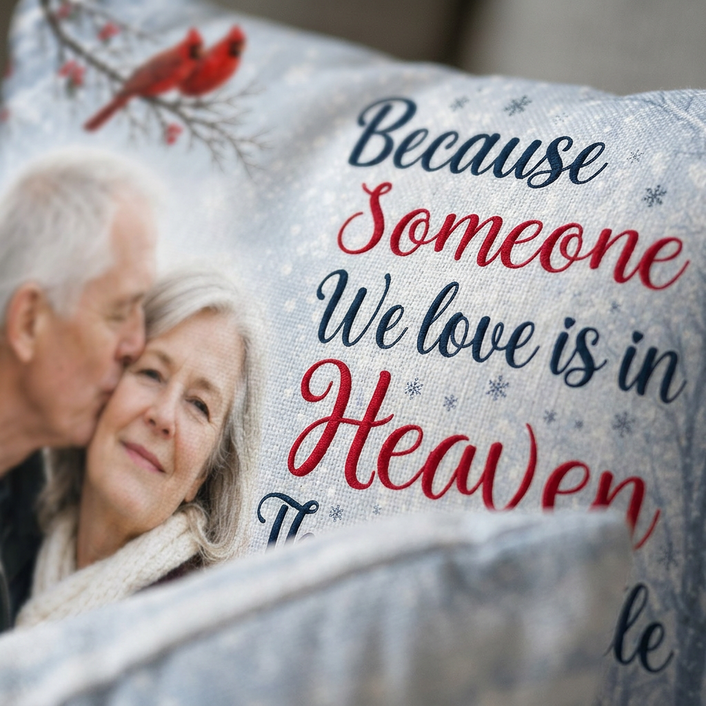 Personalized Memorial Photo Pillow - Because Someone We Love Is In Heaven - Cardinal Sympathy Gift - Image 5