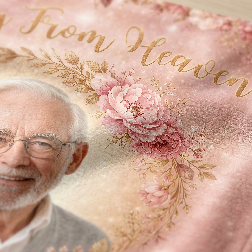Personalized Memorial Photo Fleece Blanket - A Hug From Heaven Sympathy Gift for Loss of Loved One - Image 5