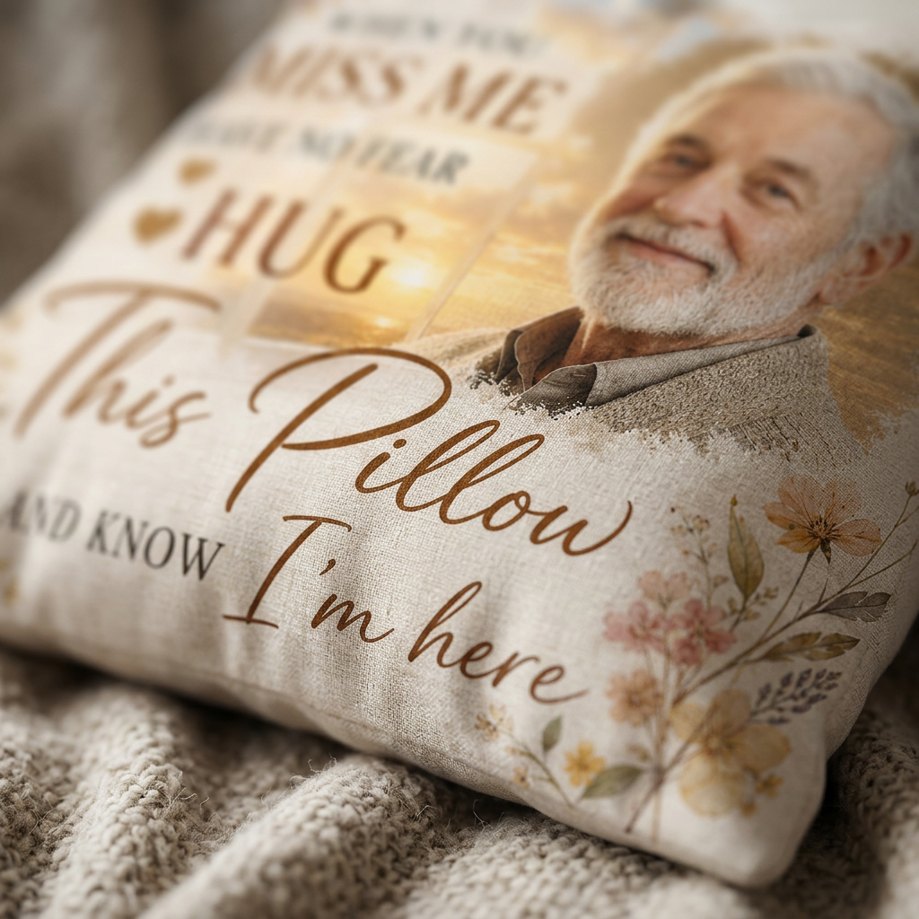 Personalized Memorial Photo Pillow - When You Miss Me Hug This Pillow - Sympathy Loss Gift - Image 5