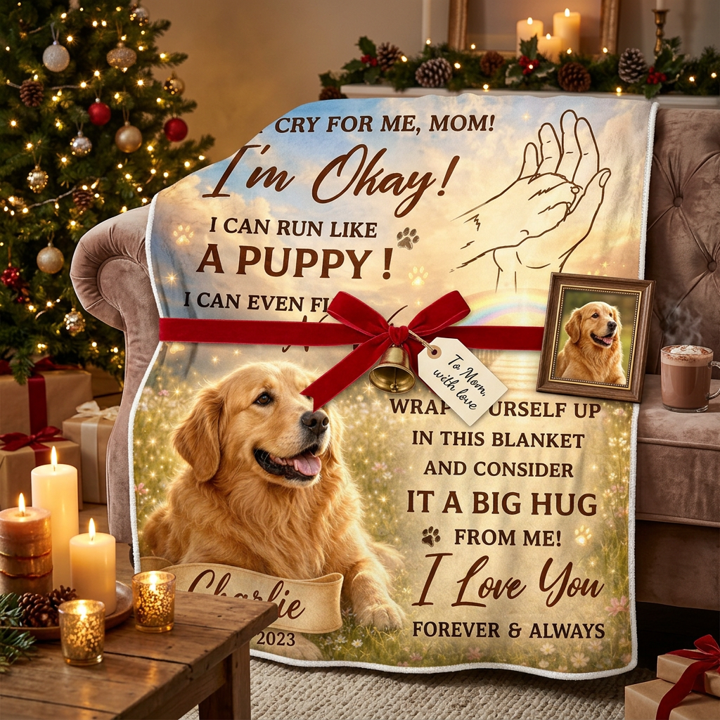 Personalized Dog Memorial Fleece Blanket - Custom Photo Pet Loss Sympathy Gift for Dog Mom - Image 6