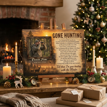 Personalized Gone Hunting Memorial Wall Canvas for Loss of a Hunter Outdoorsman Remembrance Gift - Image 6