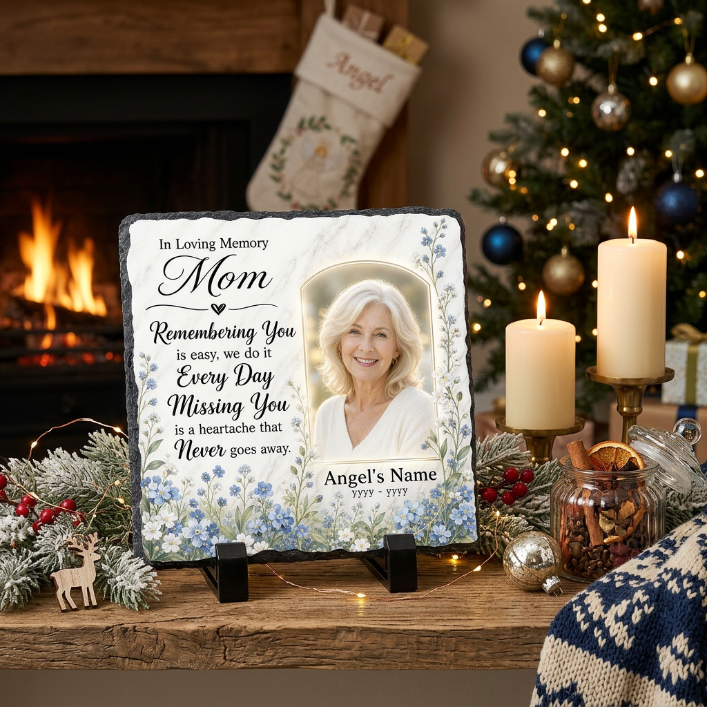 Personalized Mom Memorial Slate Garden Stone With Photo for Loss of Mom Gift - Image 6 | VNMGSREPR1-6IN-EHIEU_AI_0454 VNMGSREPR1-8IN-EHIEU_AI_0454