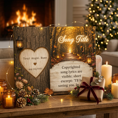 Personalized Memorial Song Lyrics Wall Canvas Autumn Forest Remembrance Sympathy Gift - Image 6