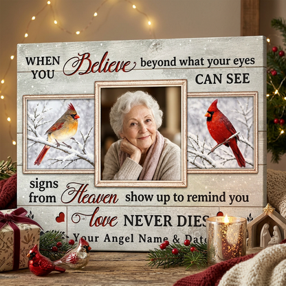 Personalized Cardinal Memorial Canvas Photo Gift for Loss of Loved One - Image 6