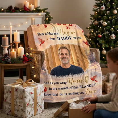 Personalized Memorial Cardinal Fleece Blanket - Loss of Father Photo Sympathy Gift, Sherpa - Image 6