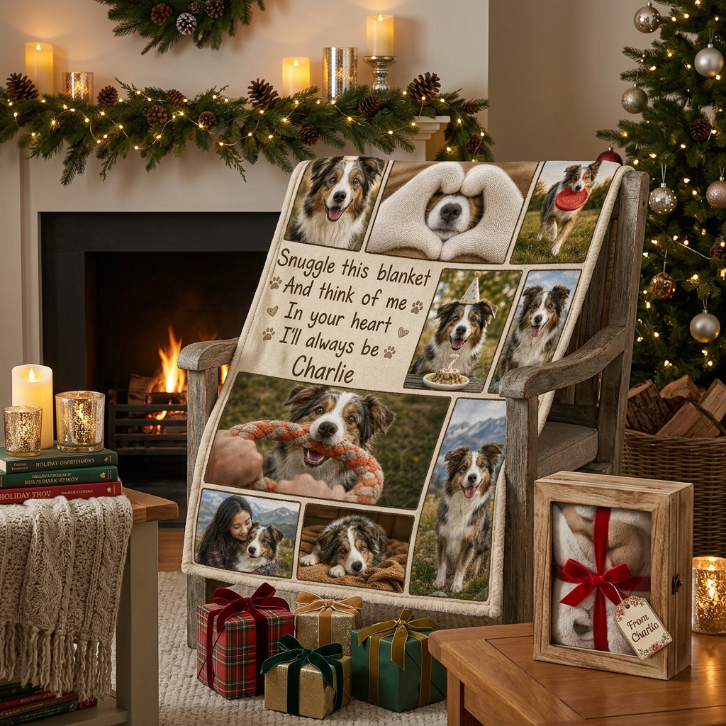 Personalized Pet Memorial Photo Collage Fleece Blanket - Dog Loss Sympathy Gift for Owners - Image 6