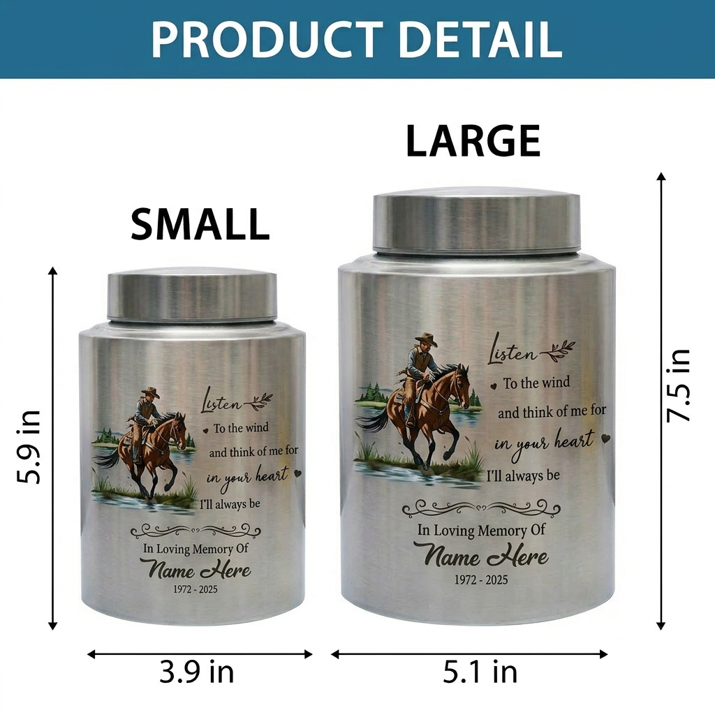 Personalized Cowboy Boots Hat Cross Stainless Steel Urn for Adult Human Ashes, Western Sympathy Present for Loss of Father Husband, Memorial Keepsake Urn, Memorial Gift, In Loving Memory - Image 6