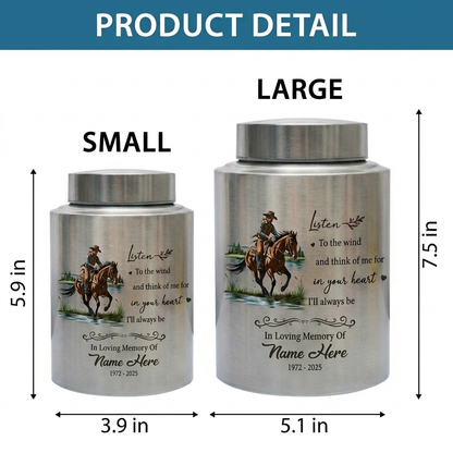 Personalized Cowboy Boots Hat Cross Stainless Steel Urn for Adult Human Ashes, Western Sympathy Present for Loss of Father Husband, Memorial Keepsake Urn, Memorial Gift, In Loving Memory - Image 6