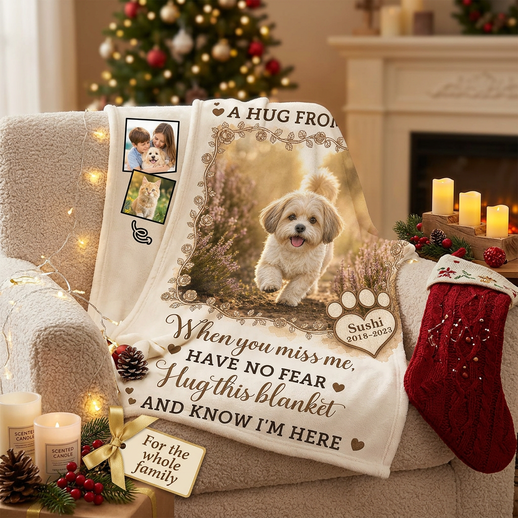 Personalized Pet Memorial Fleece Blanket - Custom Photo Dog Cat Loss Remembrance Sympathy Gift - Image 6