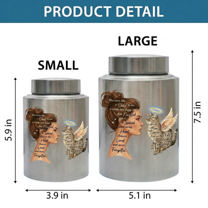 Angel Cat Silhouette Stainless Steel Decorative Cremation Urn For Cat Mom Dad Lovers Loss Of Pet Bereavement Sympathy Gift For Pet Owner Memorial Keepsake Urn, Memorial Gift, In Loving Memory - Image 6